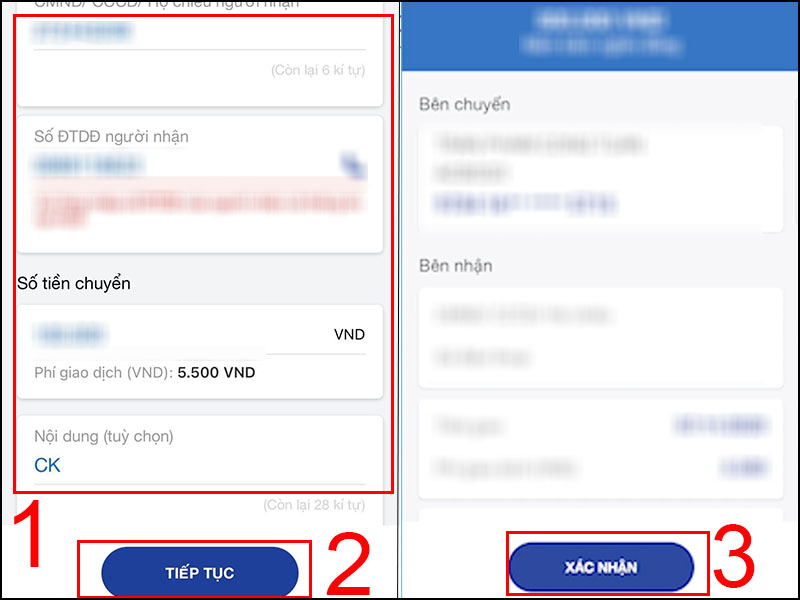 Nhập th&ocirc;ng tin, số tiền cần r&uacute;t v&agrave; x&aacute;c nhận